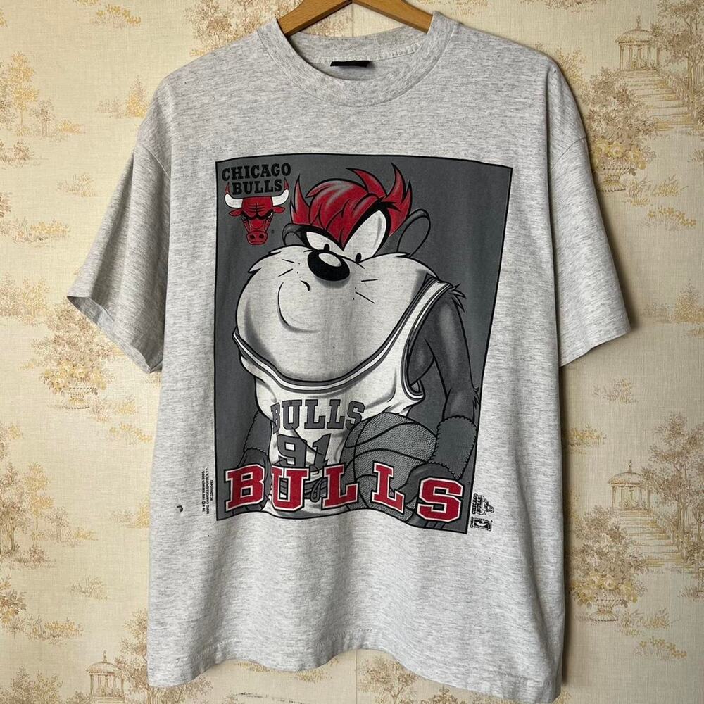 Rare Vintage 90s Taz Looney Tunes Dennis Rodman Chicago Bulls T-Shirt Size XL